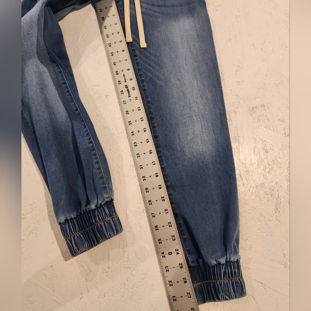 INC core denim jogger jeans fading drawstring stretch waist blue indigo - Picture 5 of 13